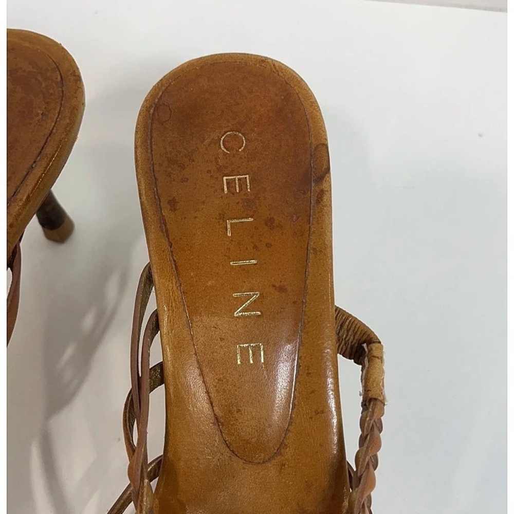 Vintage Celine Tan Braided Leather Sandals - Picture 5 of 11